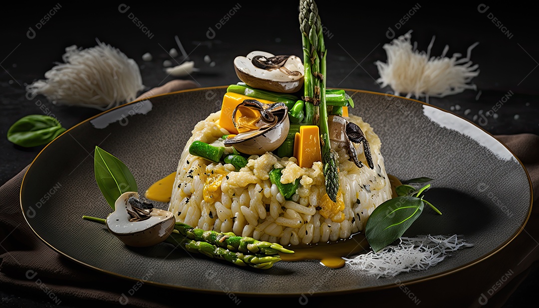 Ilustração de um prato de risoto.