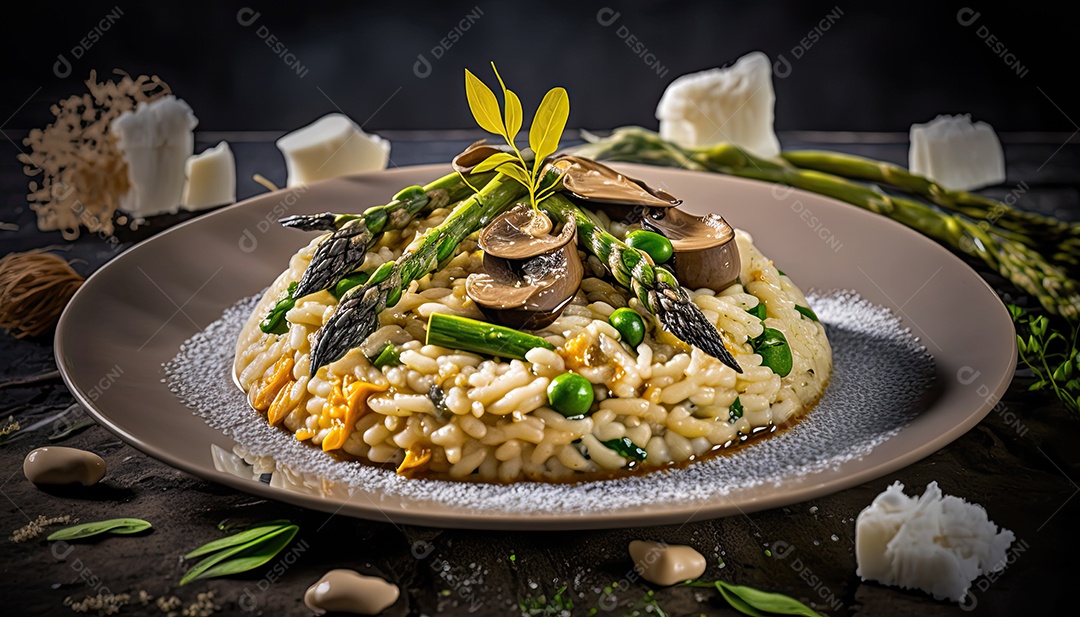 Ilustração de um prato de risoto.