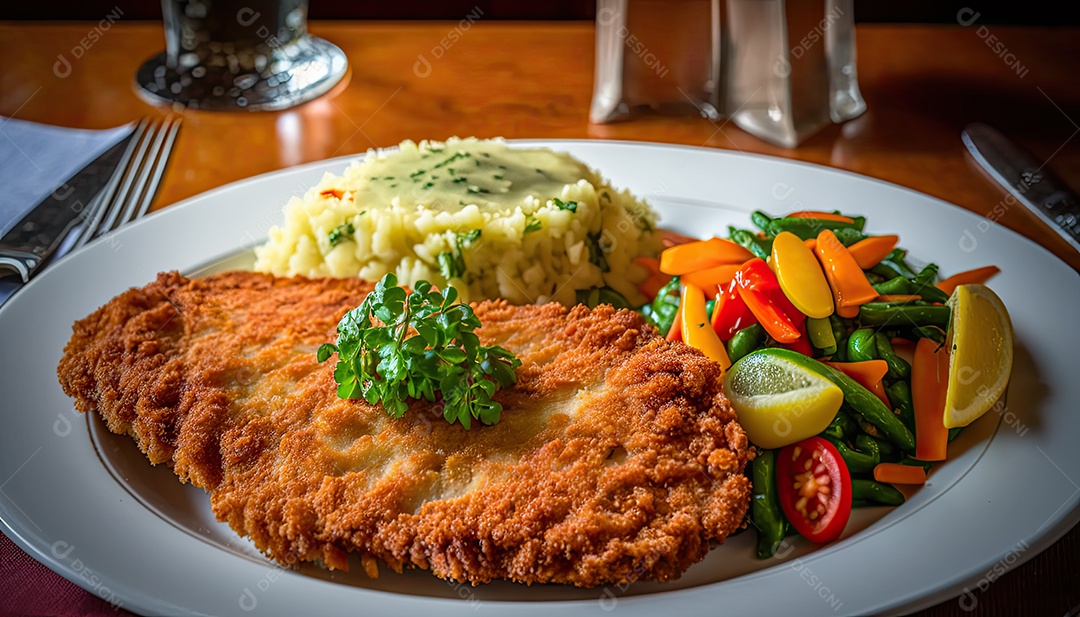 Ilustração de um prato de schnitzel.