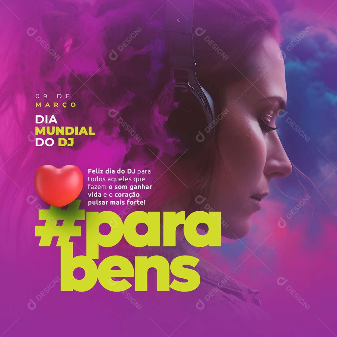 Feliz Dia Mundial Do Dj Parabéns 9 De Março Social Media PSD Editável