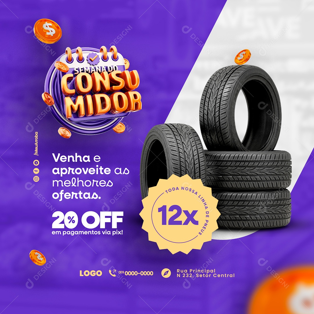 Campanha Publicitária Dia Do Consumidor Venha e Aproveite As Melhores Ofertas Social Media PSD Editável