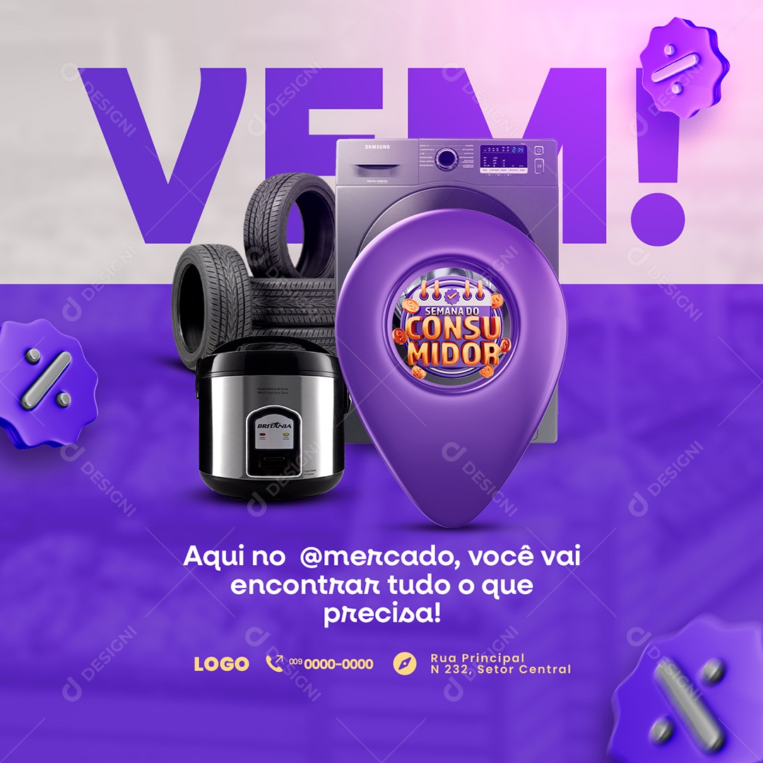 Campanha Publicitária Dia Do Consumidor Vem Semana Do Consumidor Social Media PSD Editável