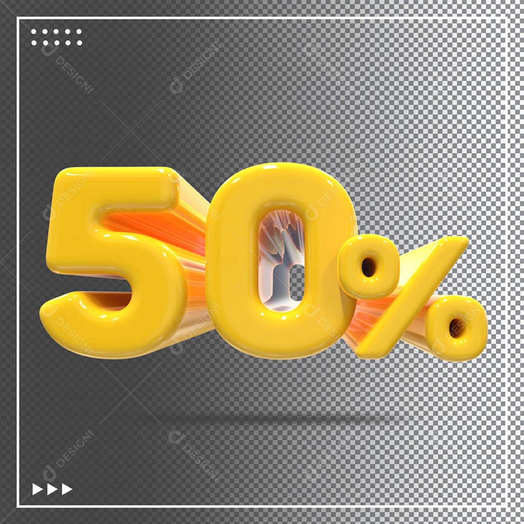 Número 50% de Desconto Elemento 3D Para Composição PSD