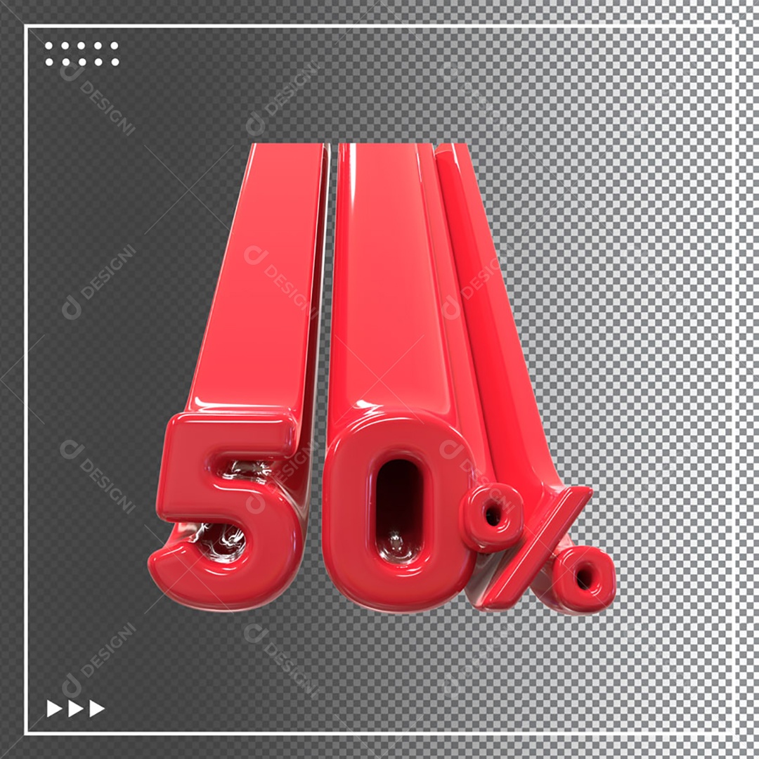 Número 50% de Desconto Elemento 3D Para Composição PSD