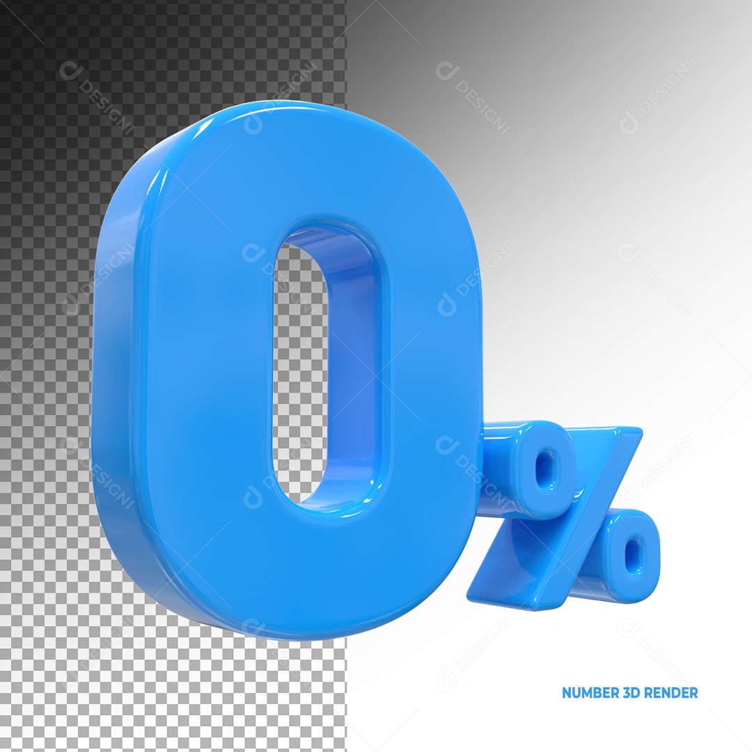 Número 0% de Desconto Elemento 3D Para Composição PSD