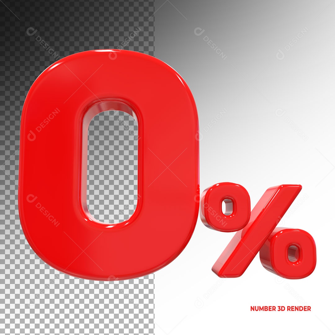 Número 0% de Desconto Elemento 3D Para Composição PSD