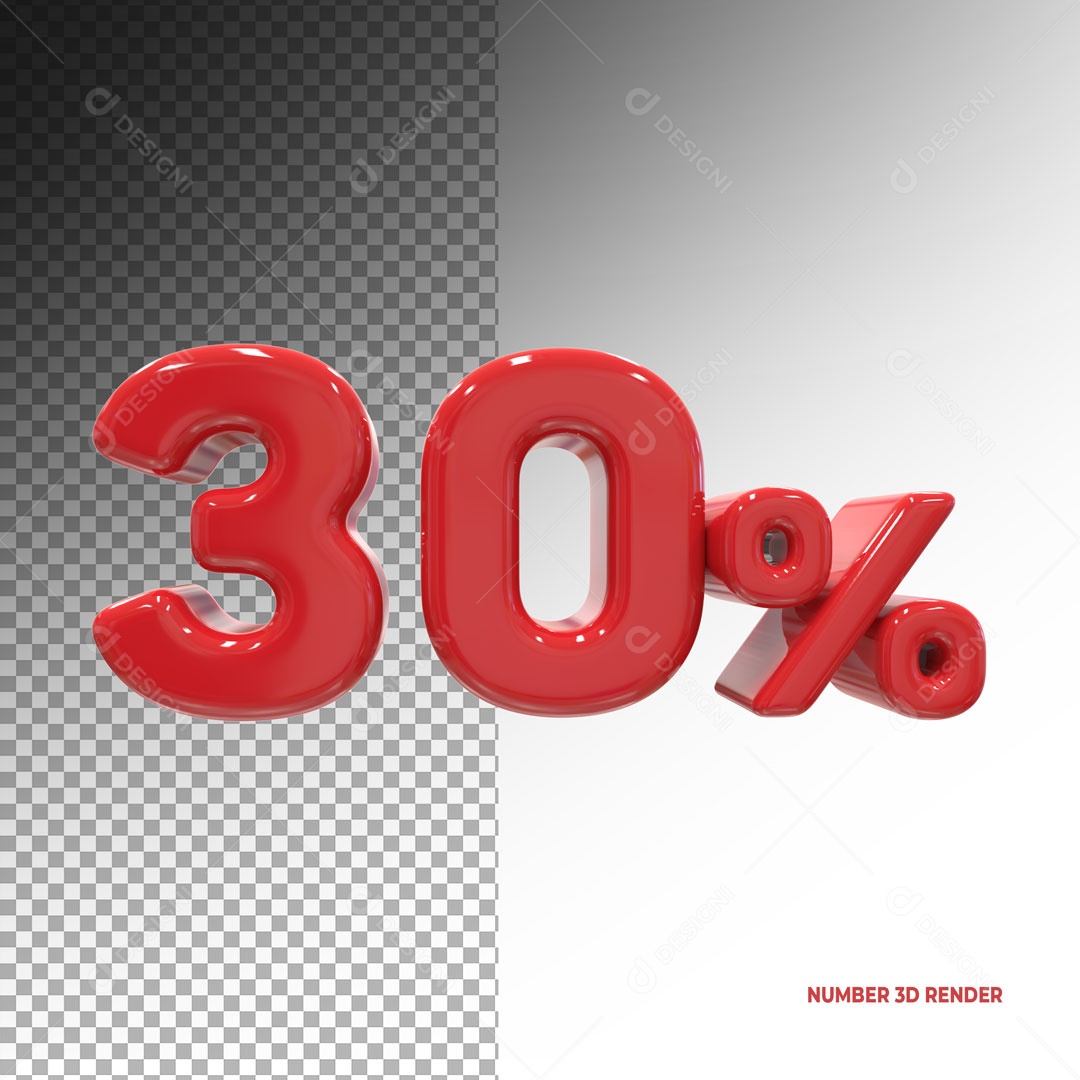 Número 30% de Desconto Elemento 3D Para Composição PSD