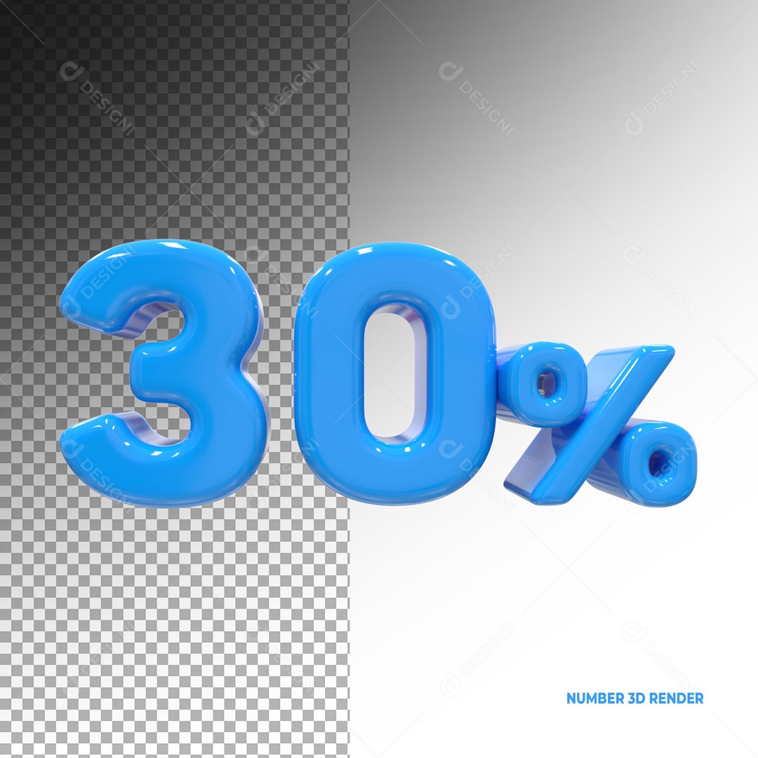 Número 30% de Desconto Elemento 3D Para Composição PSD