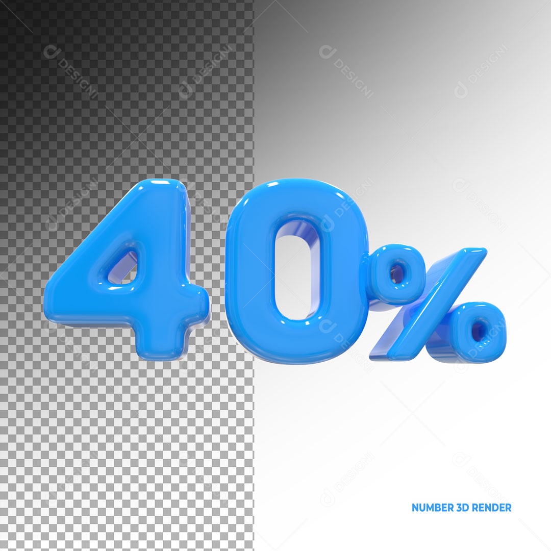 Número 40% de Desconto Elemento 3D Para Composição PSD