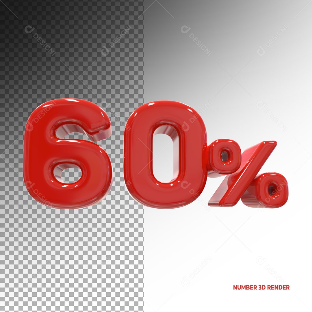 Número 60% de Desconto Elemento 3D Para Composição PSD