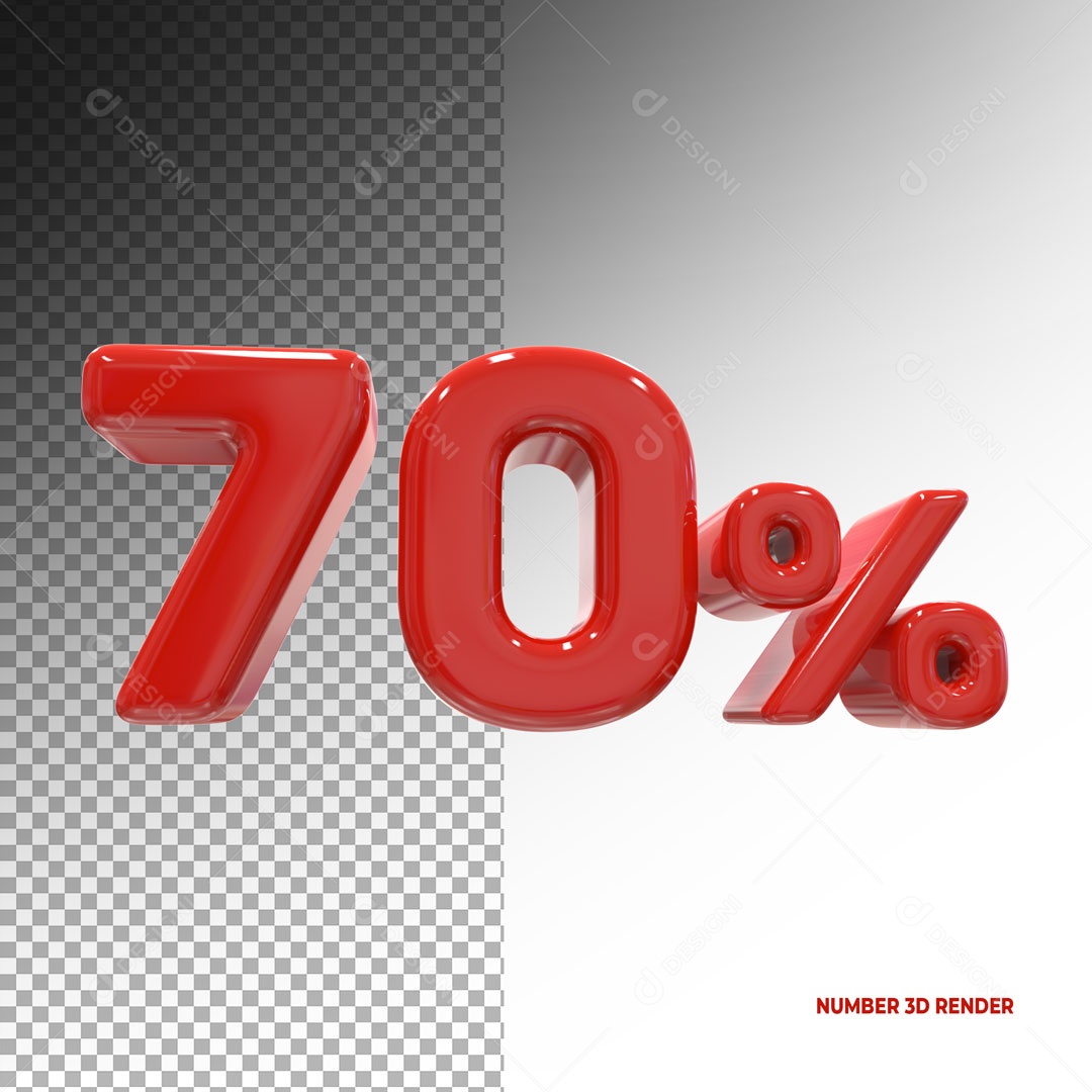 Número 70% de Desconto Elemento 3D Para Composição PSD