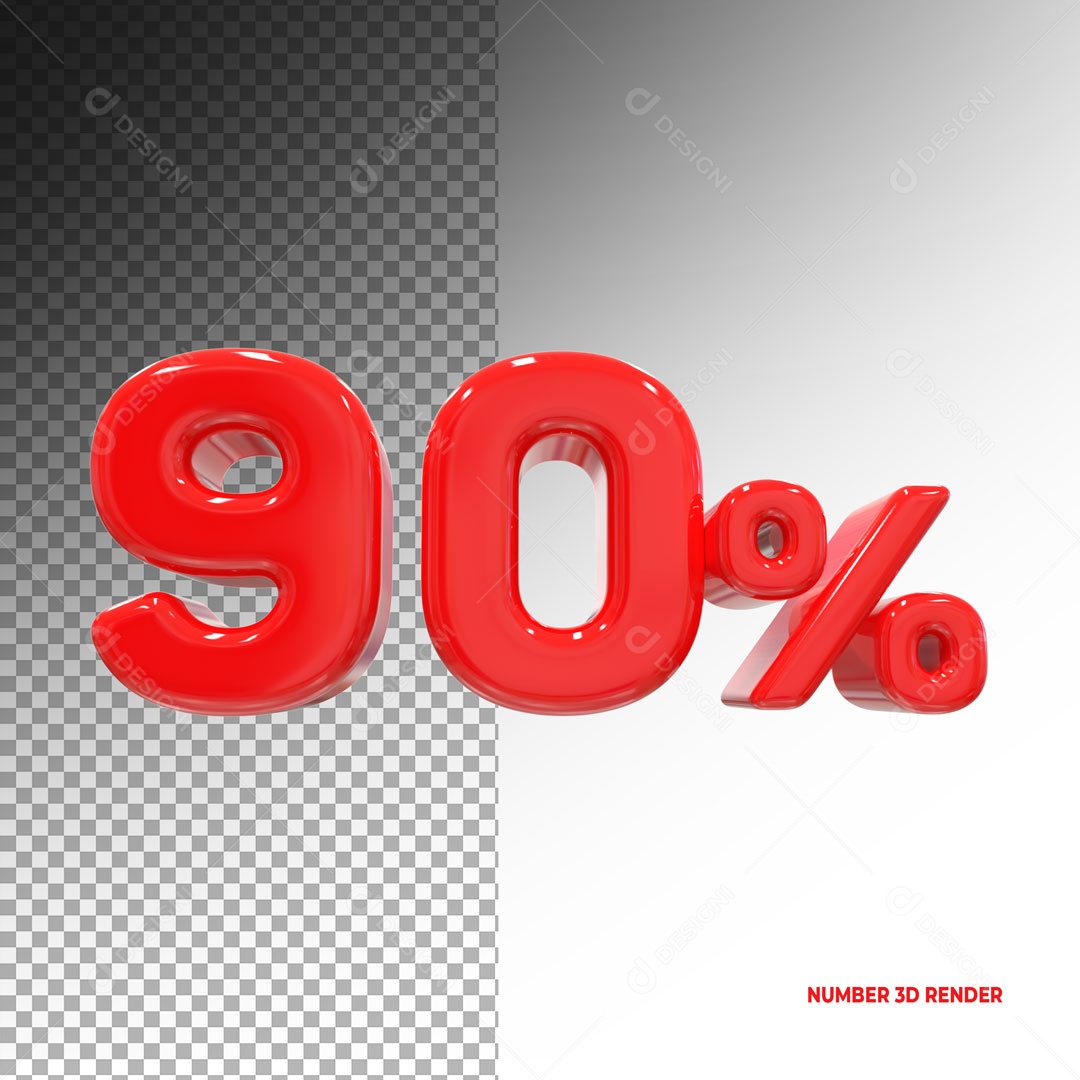 Número 90% de Desconto Elemento 3D Para Composição PSD