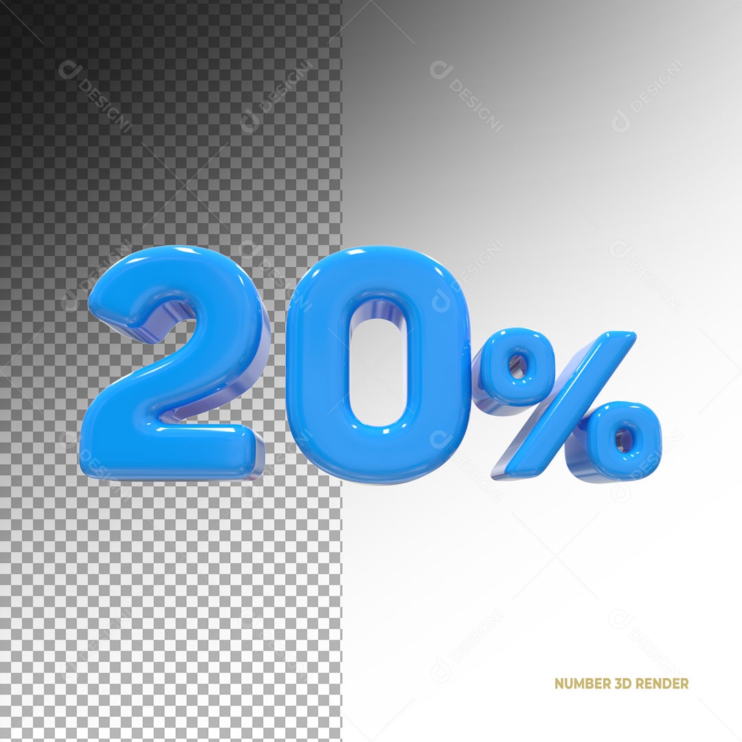 Número 20% de Desconto Elemento 3D Para Composição PSD