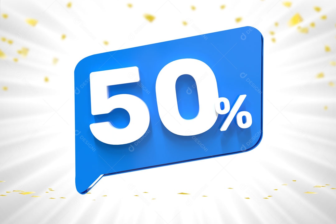 Número 50% de Desconto Elemento 3D Para Composição PSD