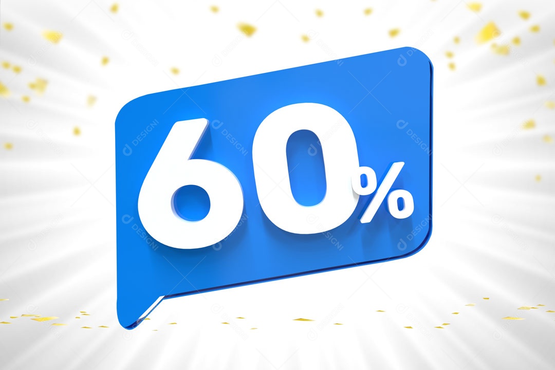Número 60% de Desconto Elemento 3D Para Composição PSD