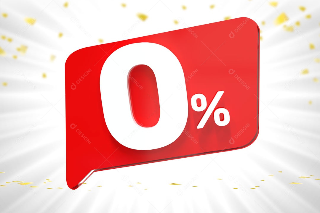 Número 0% de Desconto Elemento 3D Para Composição PSD