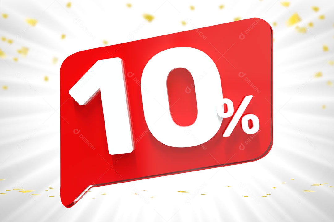 Número 10% de Desconto Elemento 3D Para Composição PSD