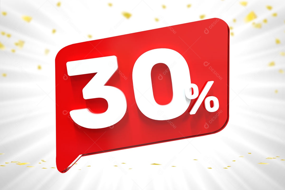 Número 30% de Desconto Elemento 3D Para Composição PSD