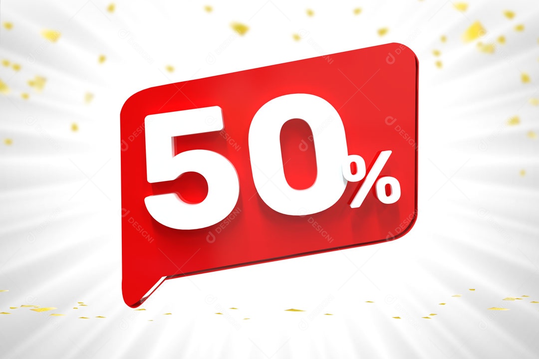 Número 50% de Desconto Elemento 3D Para Composição PSD