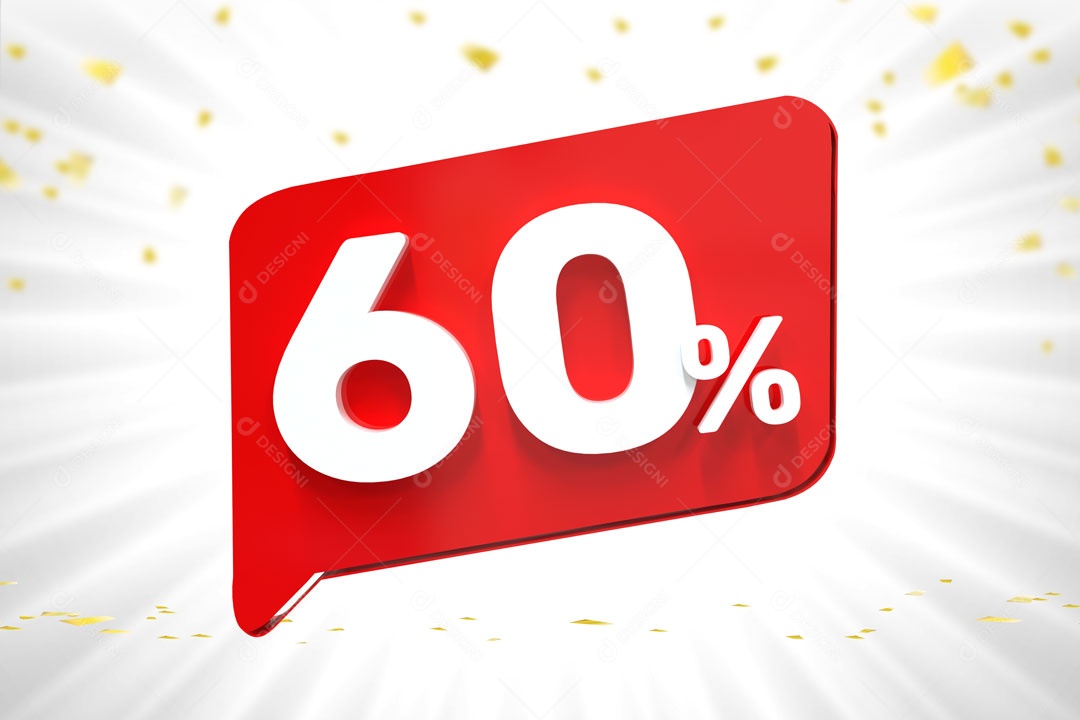 Número 60% de Desconto Elemento 3D Para Composição PSD