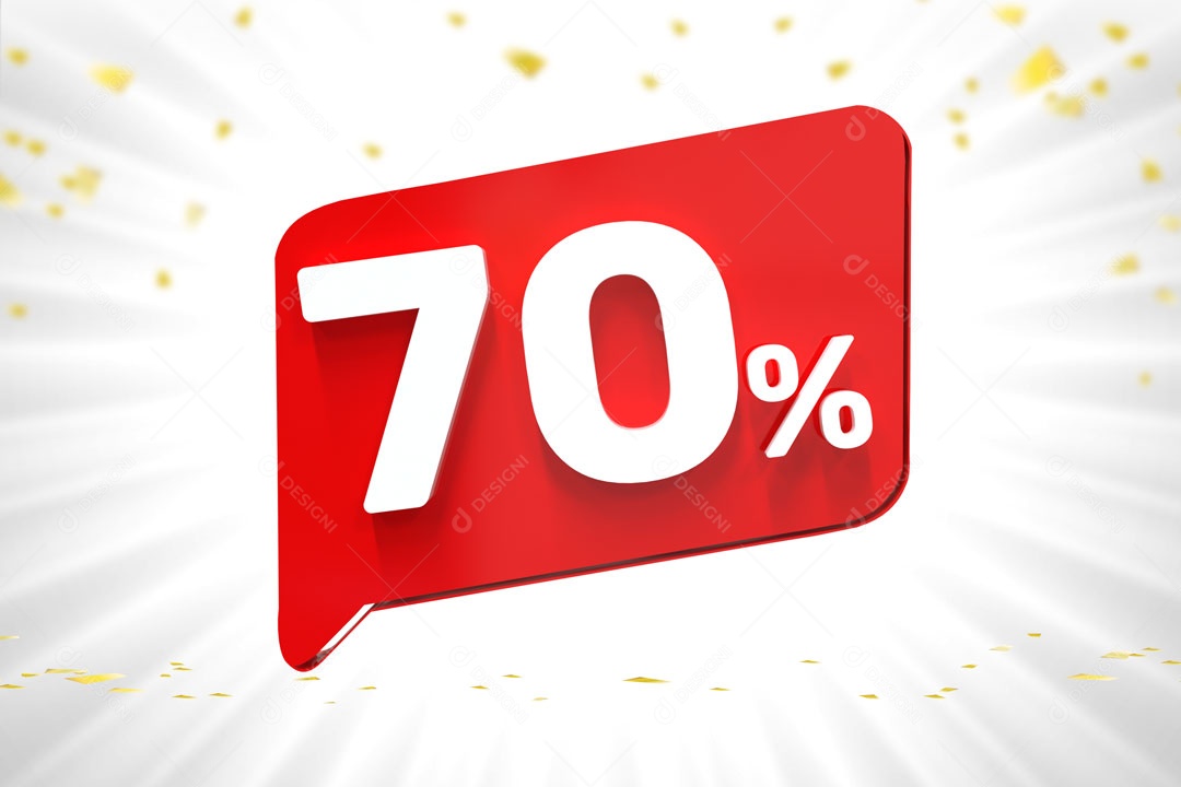Número 70% de Desconto Elemento 3D Para Composição PSD