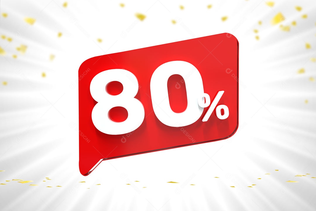 Número 80% de Desconto Elemento 3D Para Composição PSD