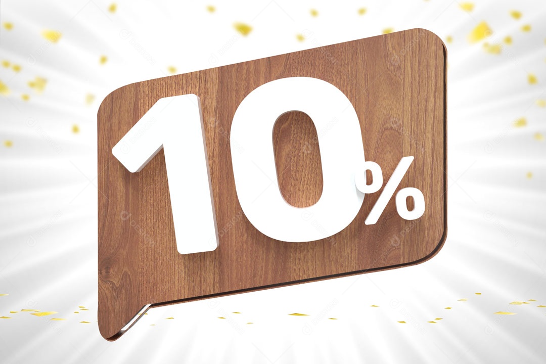 Número 10% de Desconto Elemento 3D Para Composição PSD