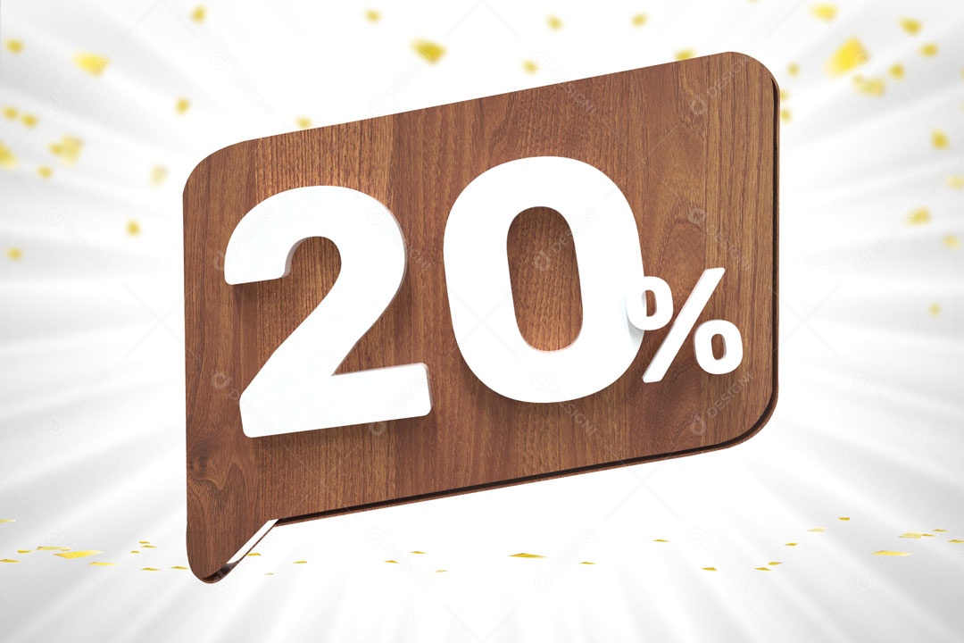 Número 20% de Desconto Elemento 3D Para Composição PSD