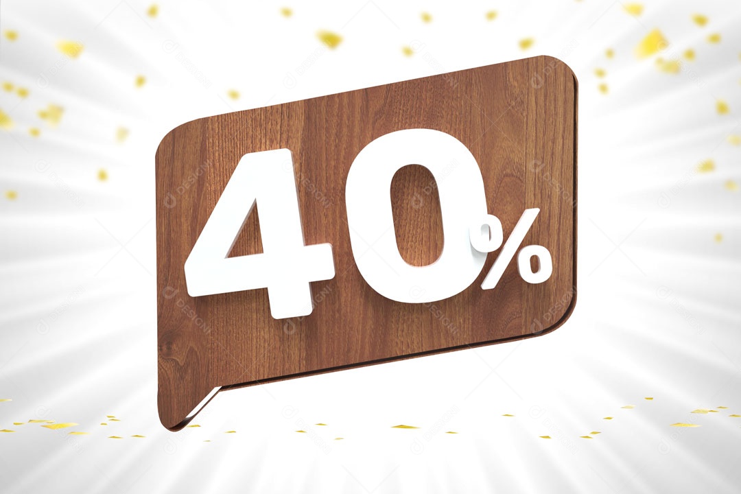 Número 40% de Desconto Elemento 3D Para Composição PSD