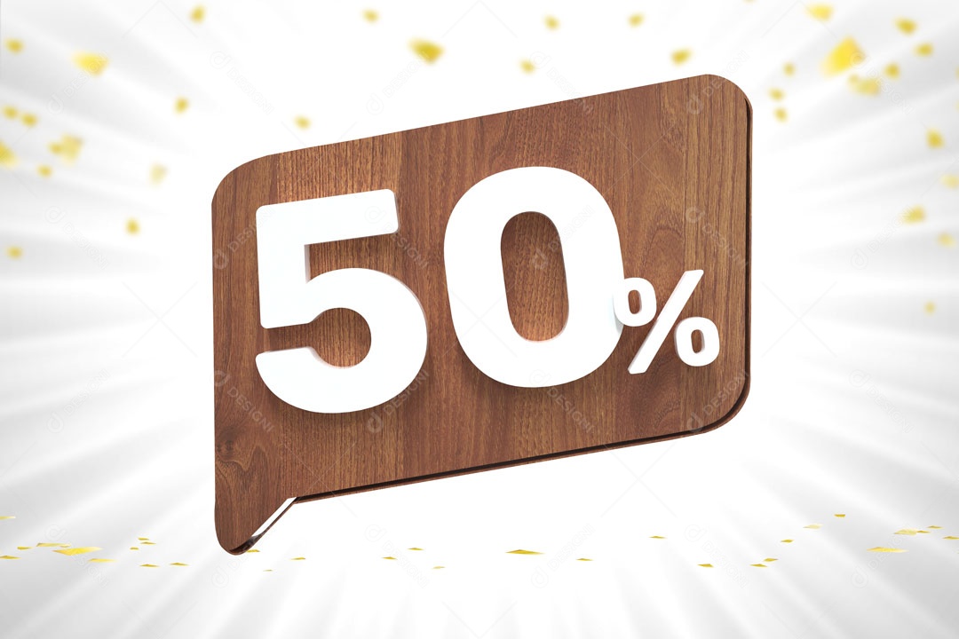 Número 50% de Desconto Elemento 3D Para Composição PSD