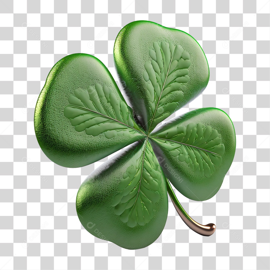 Trevo de 4 Folhas 3D PNG Transparente