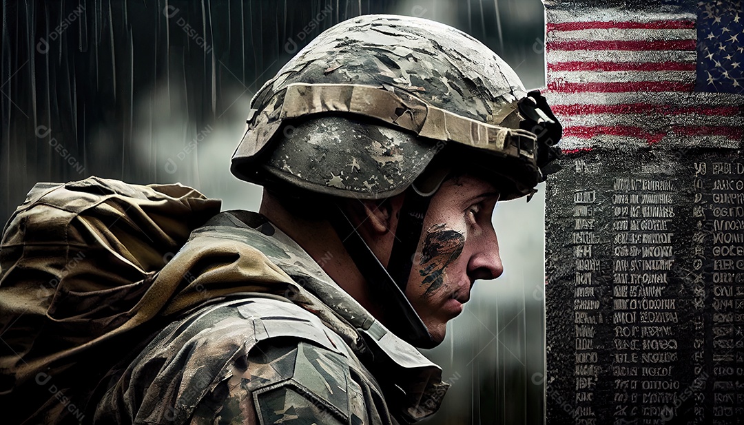 Empreiteiros de serviço de segurança privada a unidade especial de elite soldado de proteção total segurando rifle de assalto visando o alvo Dia Memorial lembrando os soldados caídos em todo o mundo