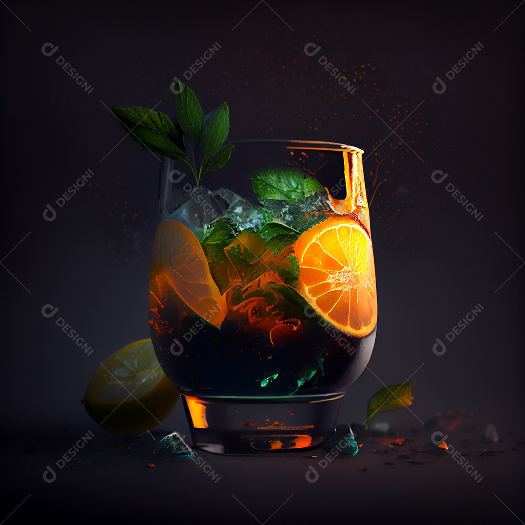 Copo de coquetel de frutas coloridos