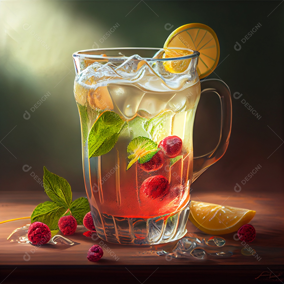 Copo de coquetel de frutas coloridos