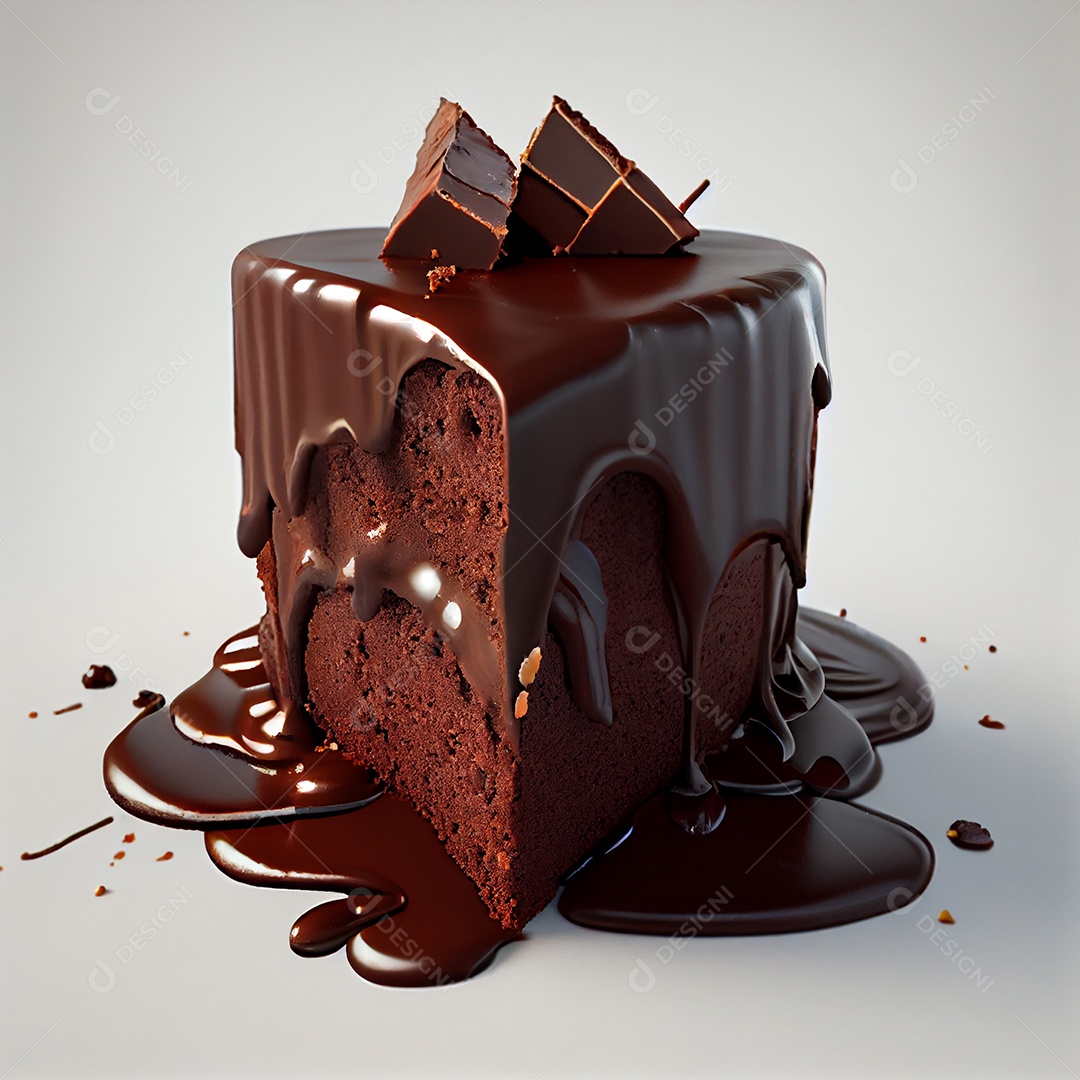 Deliciosa fatia de bolo de chocolate