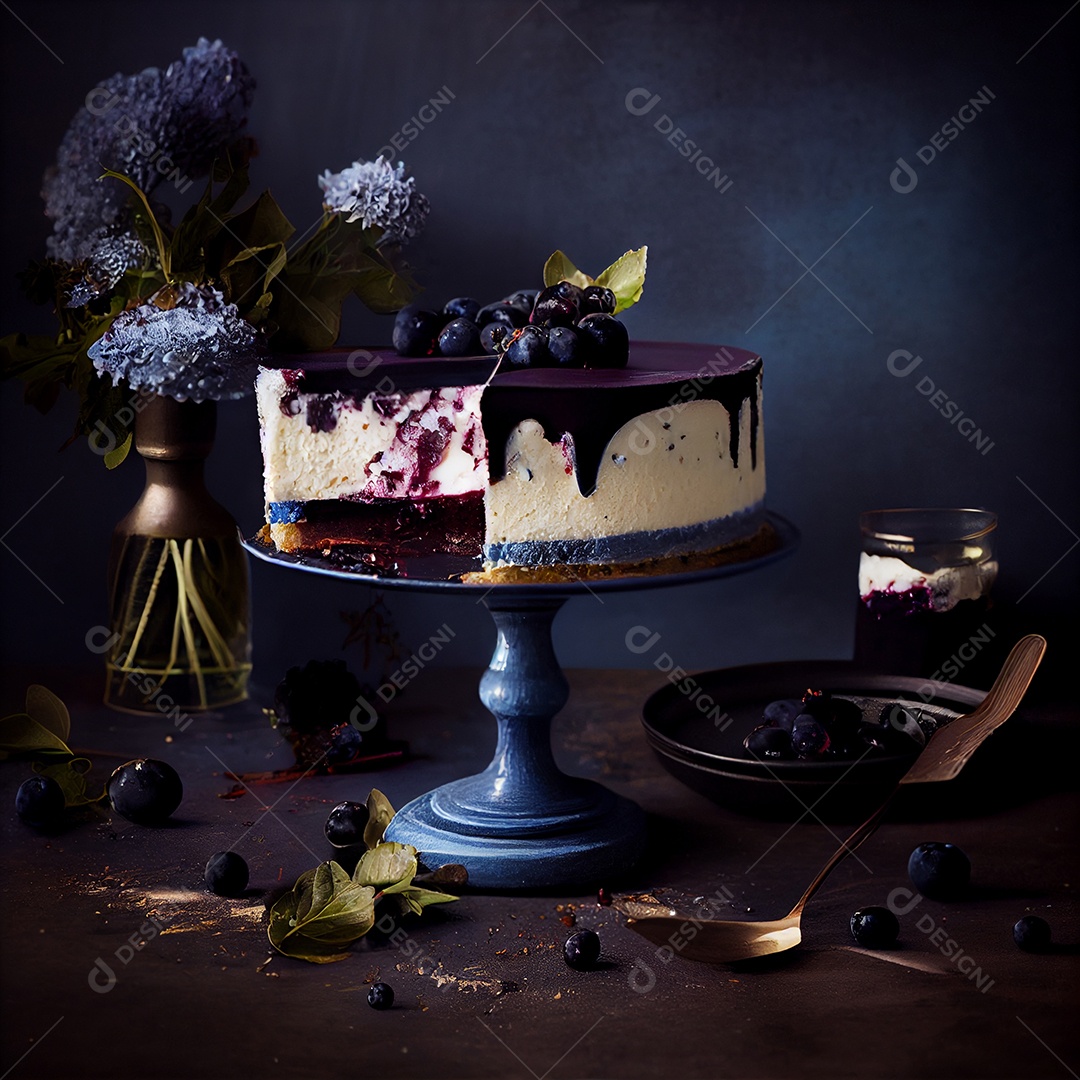 Deliciosa cheesecake de blueberry