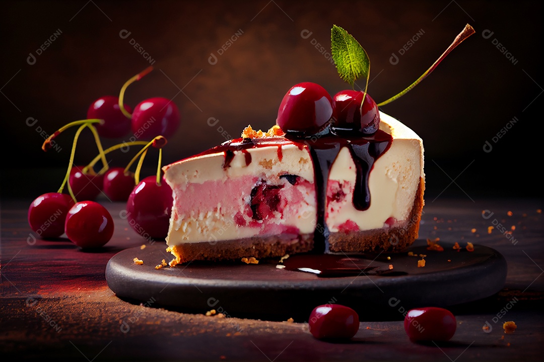 Deliciosa torta de creme com frutas vermelhas