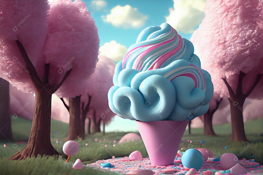 Floresta encantada de doces coloridos