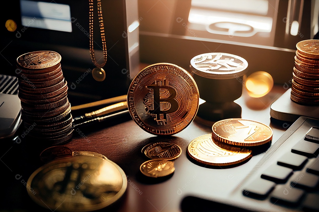 Moeda dourada de Bitcoin