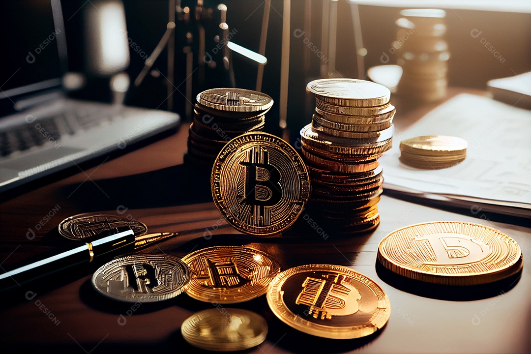 Moeda dourada de Bitcoin