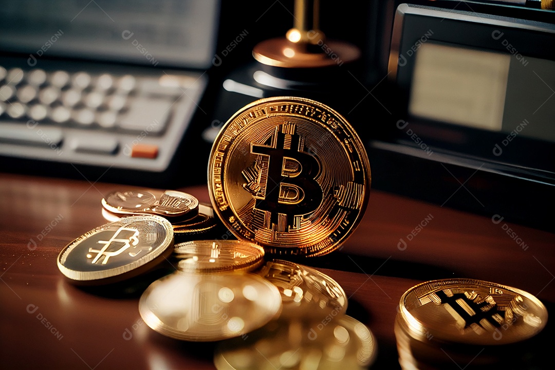 Moeda dourada de Bitcoin