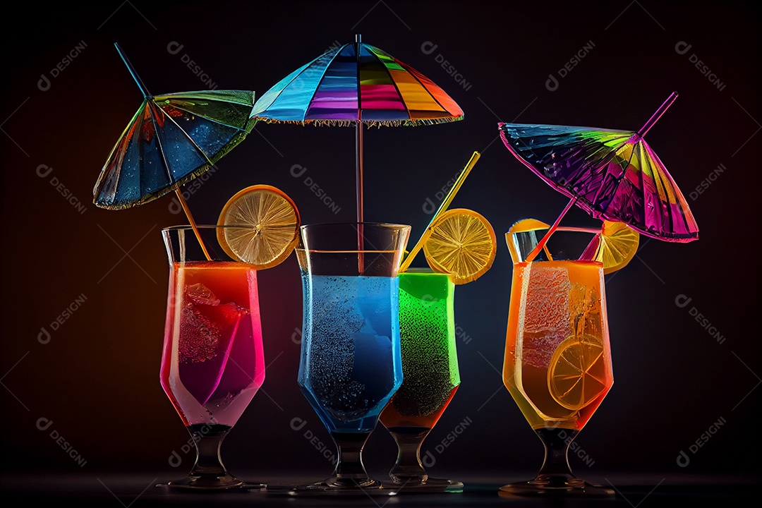 Taça de coquetéis colorido