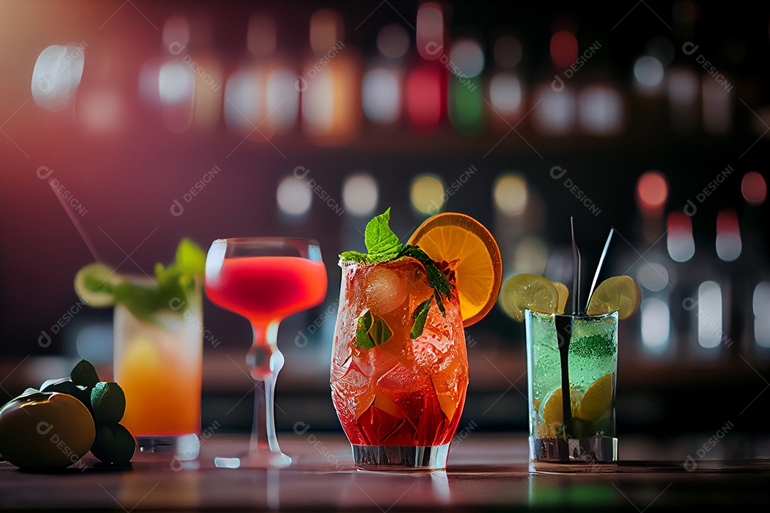 Taça de coquetéis colorido