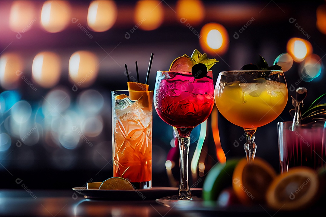 Taça de coquetéis colorido