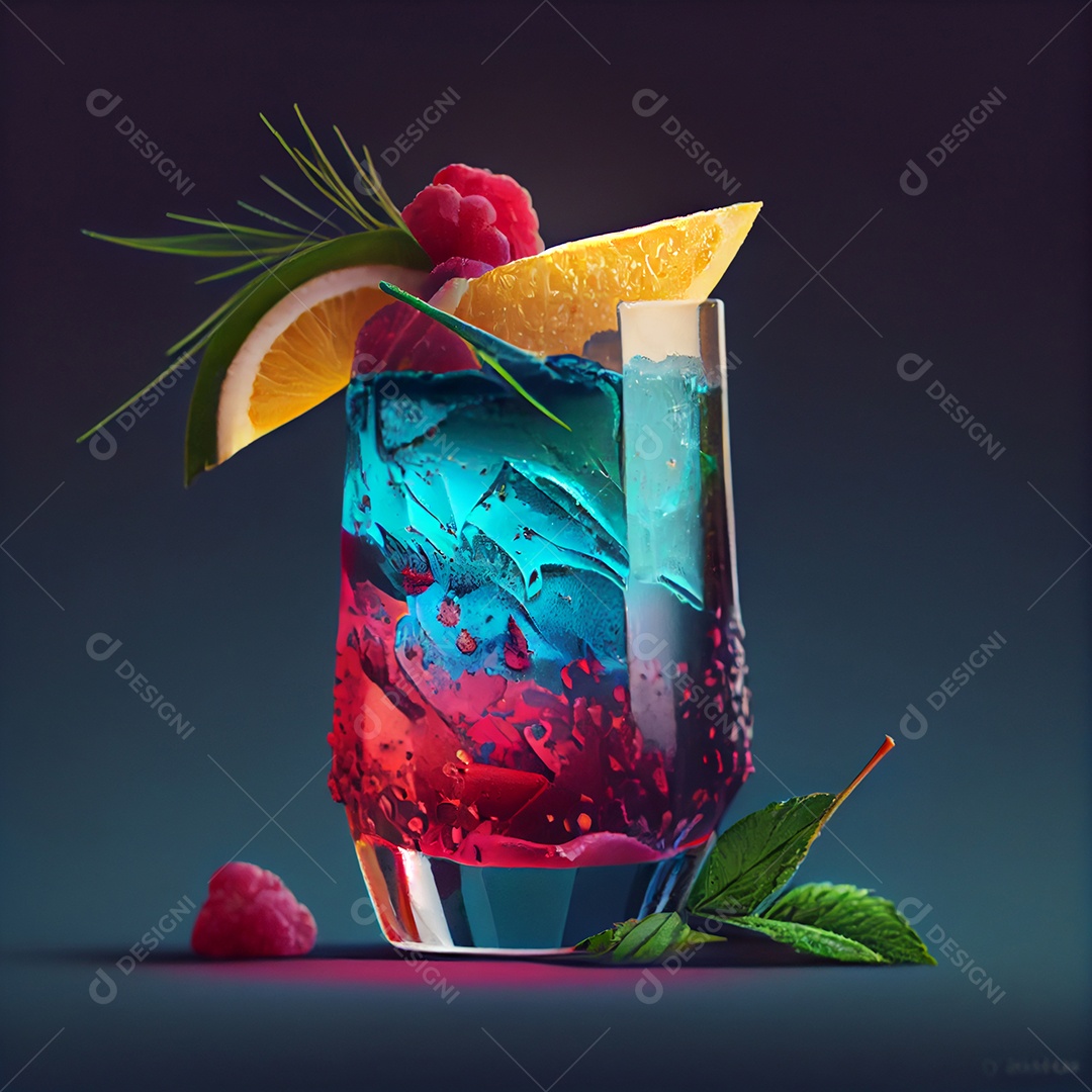 Taça de coquetel refrescante colorido