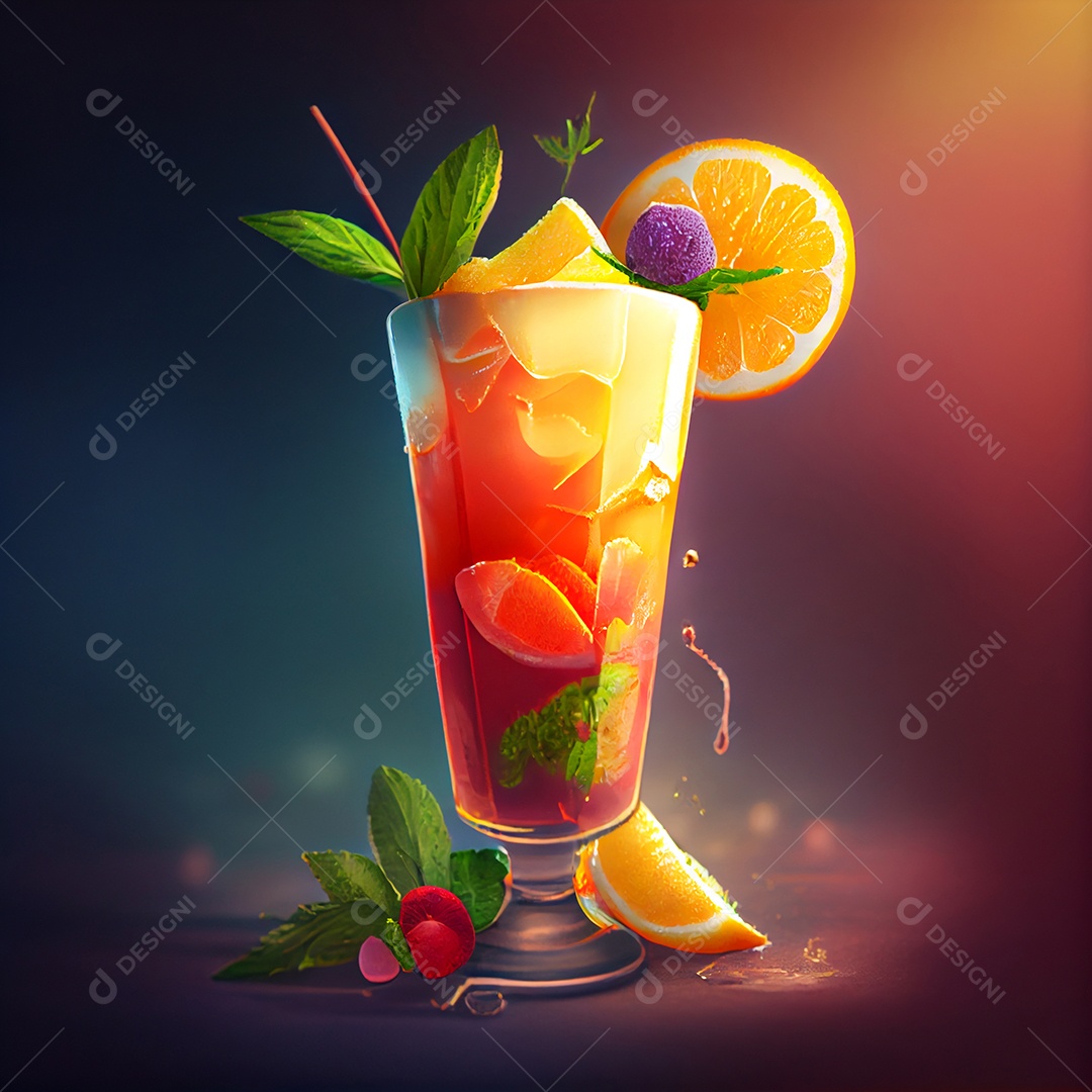 Taça de coquetel refrescante colorido