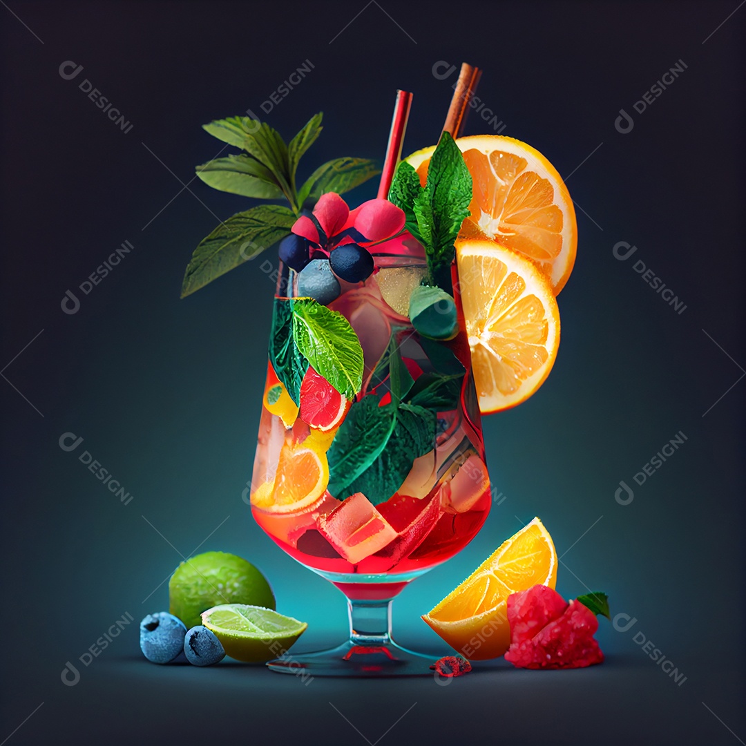 Taça de coquetel refrescante colorido