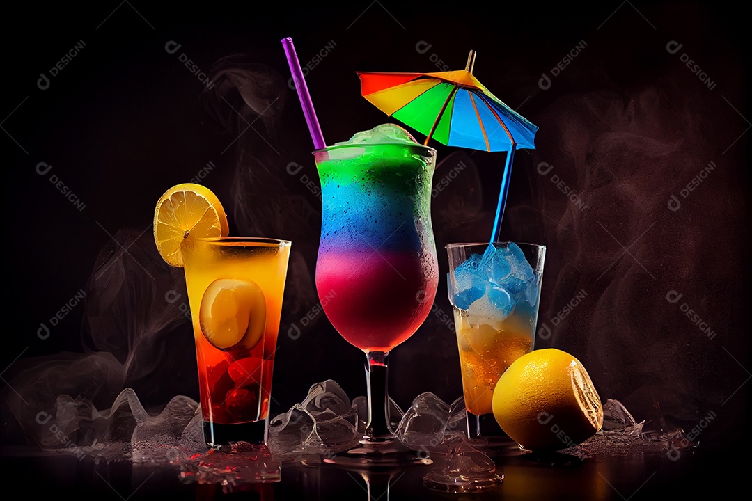 Taça de coquetel refrescante colorido