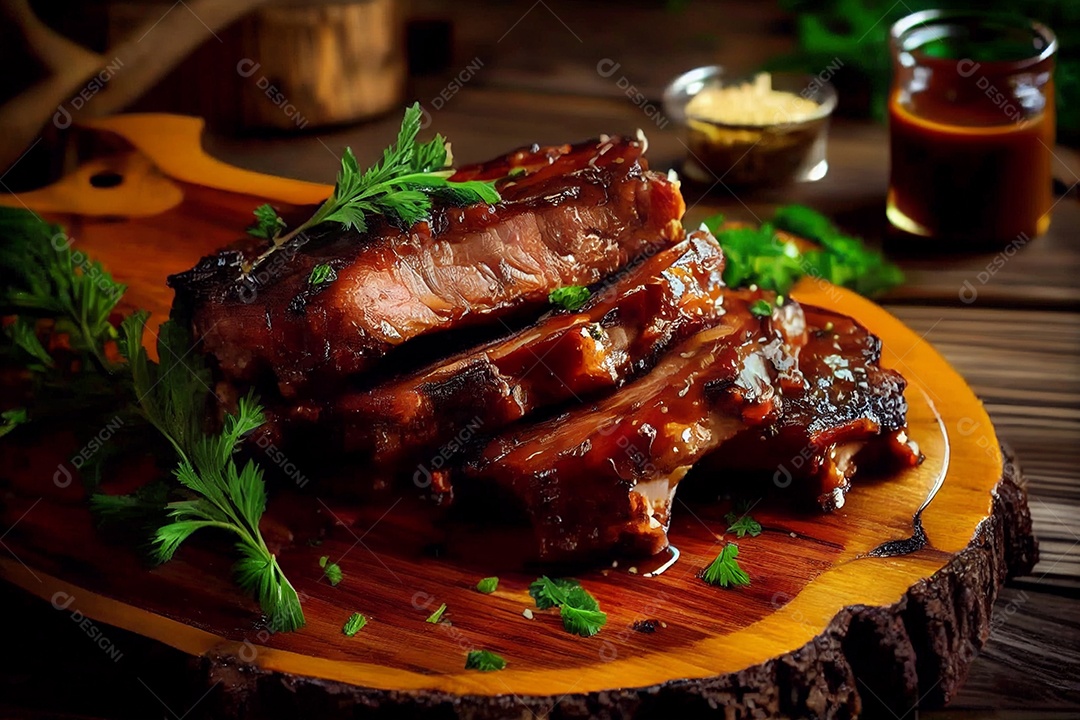 Deliciosas costelas suínas grelhadas