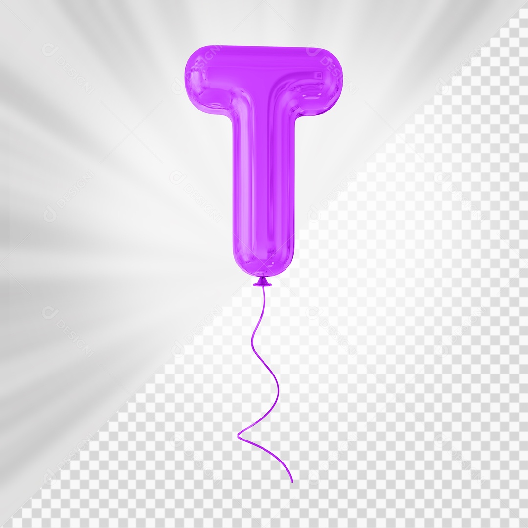 Balão De Festa Roxo De Letra T Elemento 3D Para composição PSD